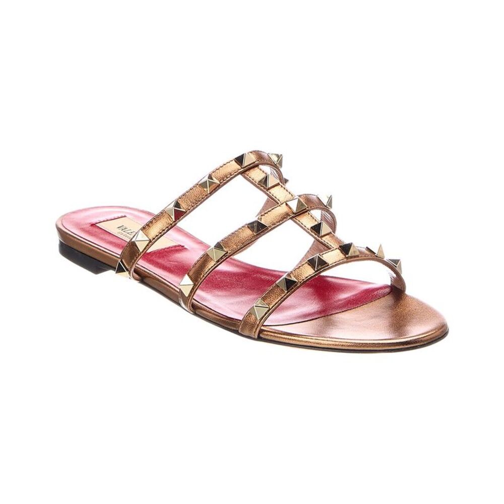 Valentino Valentino Rockstud Caged Leather Sandal, Brown